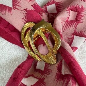 Vintage Gold Tone Abstract Scarf Slide / Clip - Unisex Accessory